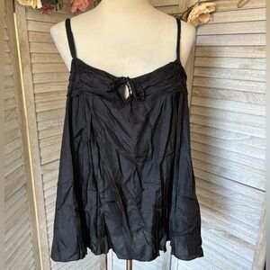 OLD NAVY SILK VINTAGE STYLE Black Babydoll Camisole Women’s SZ XL, Adj. Straps